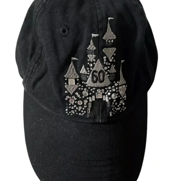 Disneyland 60th Anniversary Rhinestone Embellished Adjustable Black Hat  - Picture 7 of 10